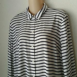 🌻J. Jill White Striped Blouse
